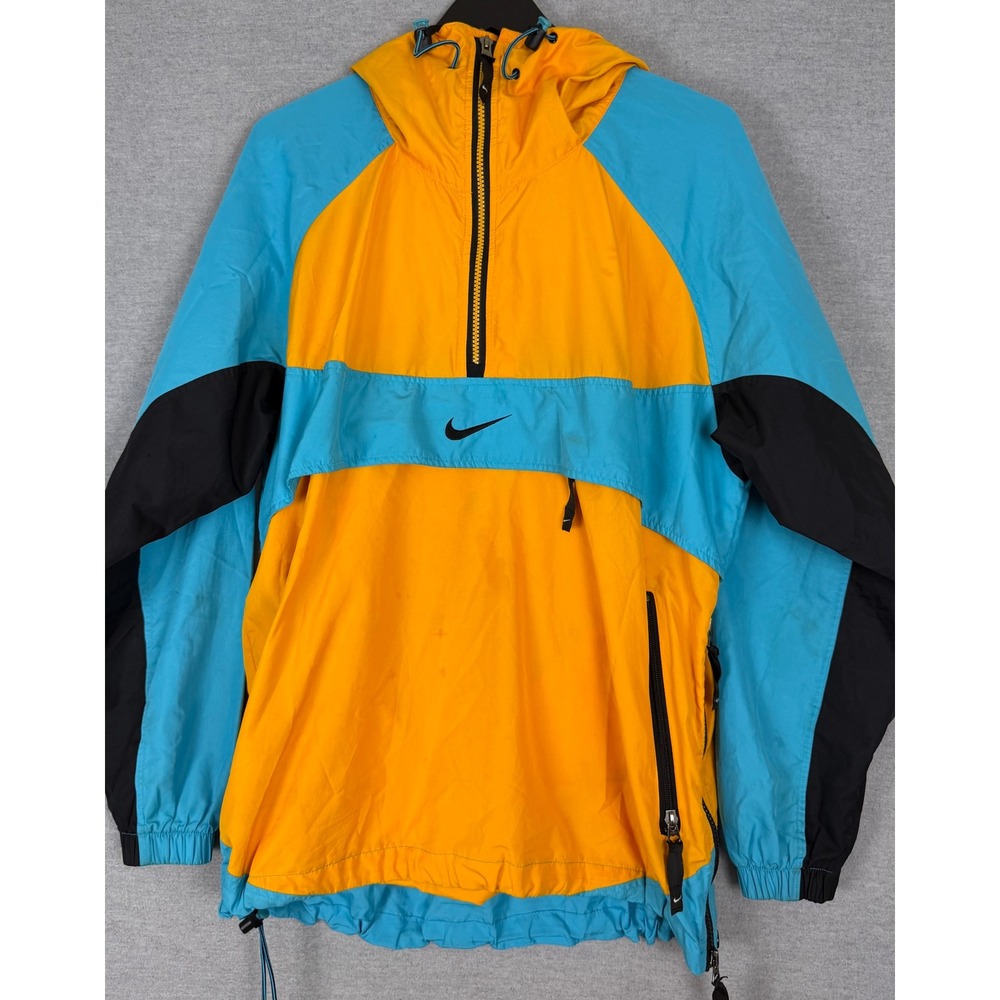 Vintage Nike ACG Anorak Jacket Mens L 90s Colorblock Pullover Yellow Blue L